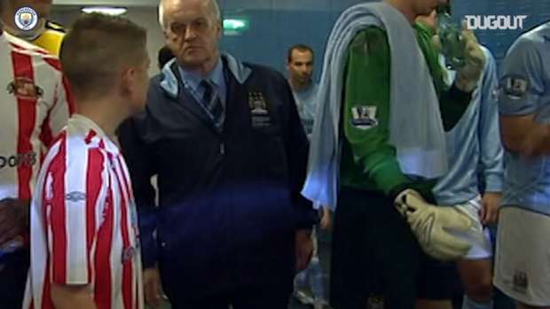 Phil Foden leads out Man City as a mascot, aged seven